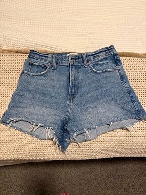 Abercrombie & Fitch Light Blue High-Rise Distressed Denim Shorts